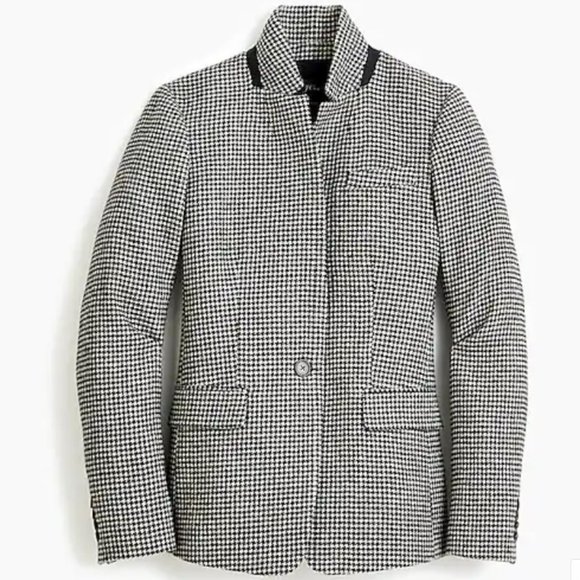 J. Crew Black and White Regent blazer in houndstooth wool Item AB778 Size 4